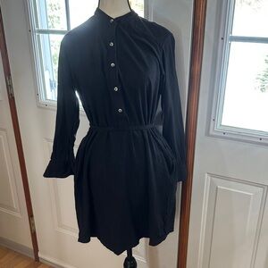 Dace Long-Sleeve Button Front Silk Dress